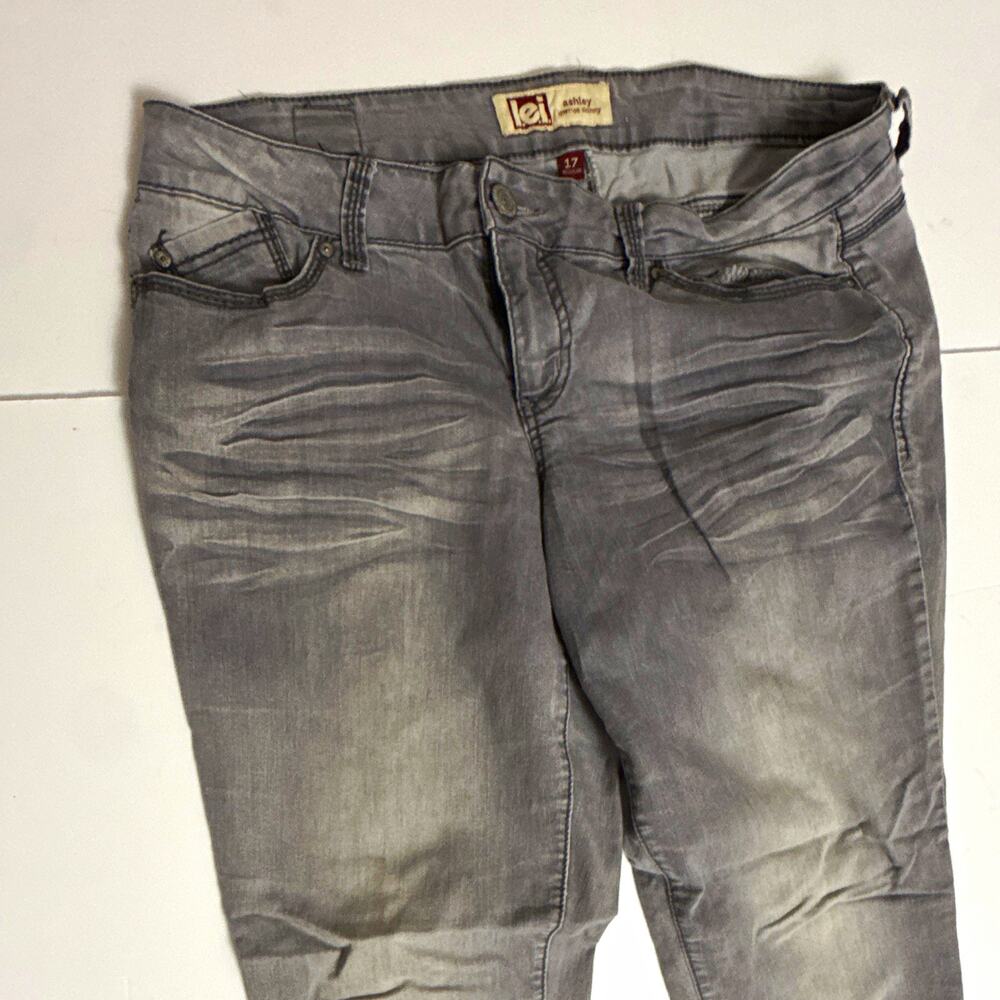 Lei Ashley Low Rise Skinny Girls Jeans Gray Solid Denim Size 17 Regular